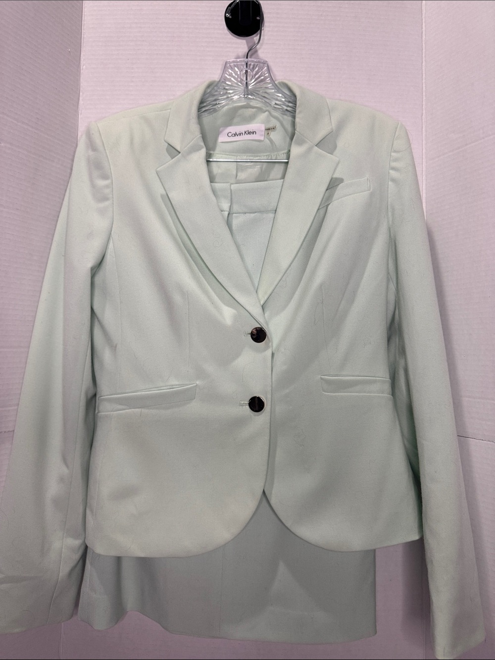 Light Mint Green Vintage Ladies Interview Business Suit Blazer Calvin Klein